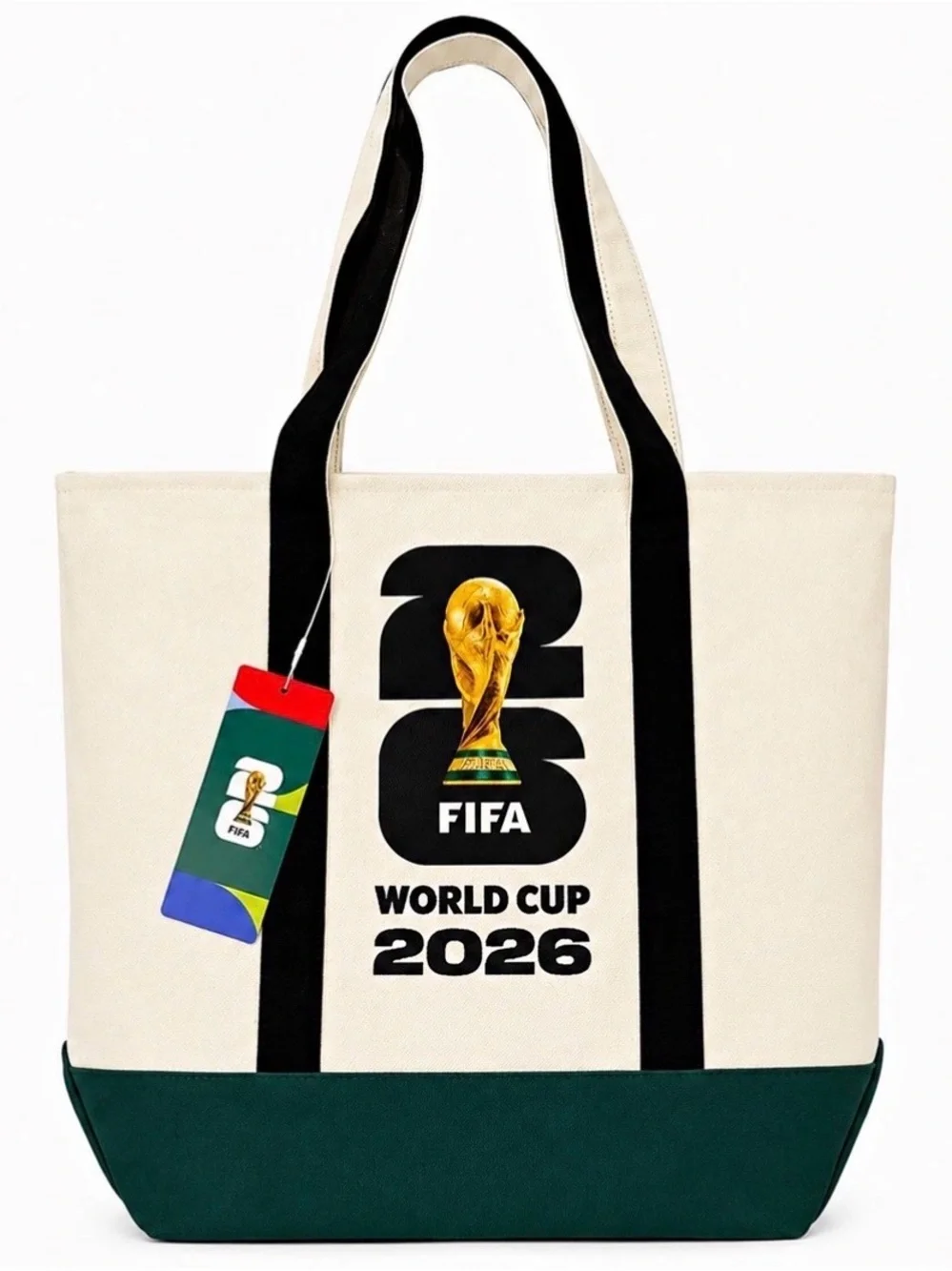 FIFA World Cup 2026 Logo Gold Trophy Soccer Tote canvas Bag Shopping Grocers